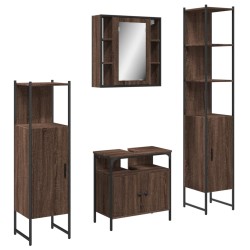 vidaXL Set de muebles de baño 4 pzas madera contrachapada marrón roble