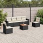 vidaXL Set de comedor de jardín 7 pzas y cojines ratán sintético negro vidaXL Set de comedor de jardín 7 pzas y cojines ratán sintético negro