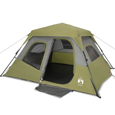 vidaXL Tienda de campaña 6 personas tela opaca impermeable verde