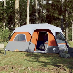 vidaXL Tienda de campaña con LED tela opaca impermeable gris y naranja
