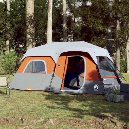 vidaXL Tienda de campaña con LED tela opaca impermeable gris y naranja