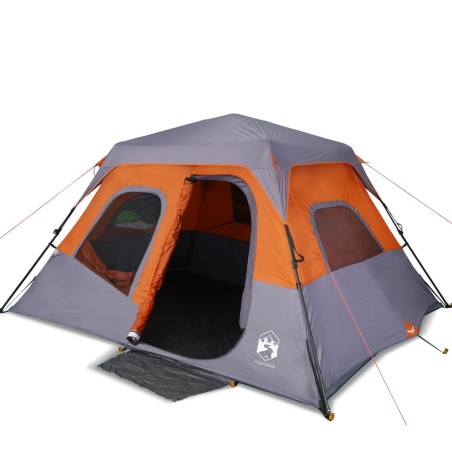 vidaXL Tienda campaña 6 personas tela opaca impermeable gris y naranja