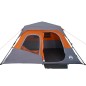 vidaXL Tienda campaña 6 personas tela opaca impermeable gris y naranja