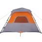 vidaXL Tienda campaña 6 personas tela opaca impermeable gris y naranja