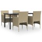 vidaXL Juego de comedor de jardín 5 piezas con cojines beige y negro vidaXL Juego de comedor de jardín 5 piezas con cojines beige y negro
