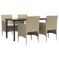 vidaXL Juego de comedor de jardín 5 piezas con cojines beige y negro vidaXL Juego de comedor de jardín 5 piezas con cojines beige y negro