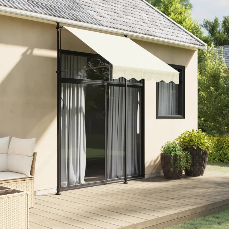 vidaXL Toldo retráctil de tela y acero crema 150x150 cm vidaXL Toldo retráctil de tela y acero crema 150x150 cm