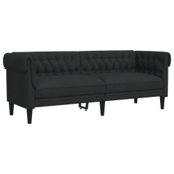 vidaXL Sofá Chesterfield de 3 plazas tela negro