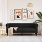 vidaXL Sofá Chesterfield de 3 plazas tela negro vidaXL Sofá Chesterfield de 3 plazas tela negro