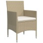 vidaXL Juego de comedor de jardín 5 piezas con cojines beige y negro vidaXL Juego de comedor de jardín 5 piezas con cojines beige y negro