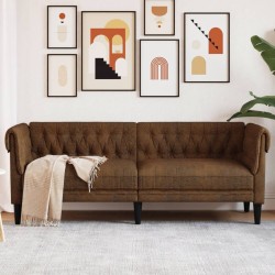 vidaXL Sofá Chesterfield de 3 plazas tela marrón