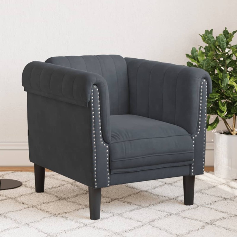 vidaXL Sillón de terciopelo gris oscuro vidaXL Sillón de terciopelo gris oscuro