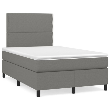 vidaXL Cama box spring con colchón y LED tela marrón oscuro 120x190 cm