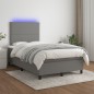 vidaXL Cama box spring con colchón y LED tela marrón oscuro 120x190 cm vidaXL Cama box spring con colchón y LED tela marrón oscuro 120x190 cm