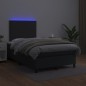 vidaXL Cama box spring con colchón LED cuero sintético negro 120x190cm