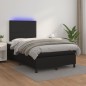 vidaXL Cama box spring con colchón LED cuero sintético negro 120x190cm