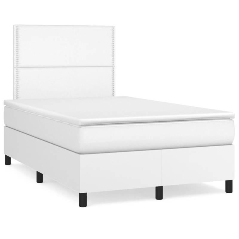 vidaXL Cama box spring colchón y LED cuero sintético blanco 120x190 cm vidaXL Cama box spring colchón y LED cuero sintético blanco 120x190 cm