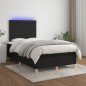 vidaXL Cama box spring con colchón y luces LED tela negro 120x190 cm vidaXL Cama box spring con colchón y luces LED tela negro 120x190 cm