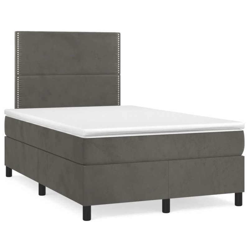 vidaXL Cama box spring colchón y LED terciopelo gris oscuro 120x190 cm vidaXL Cama box spring colchón y LED terciopelo gris oscuro 120x190 cm