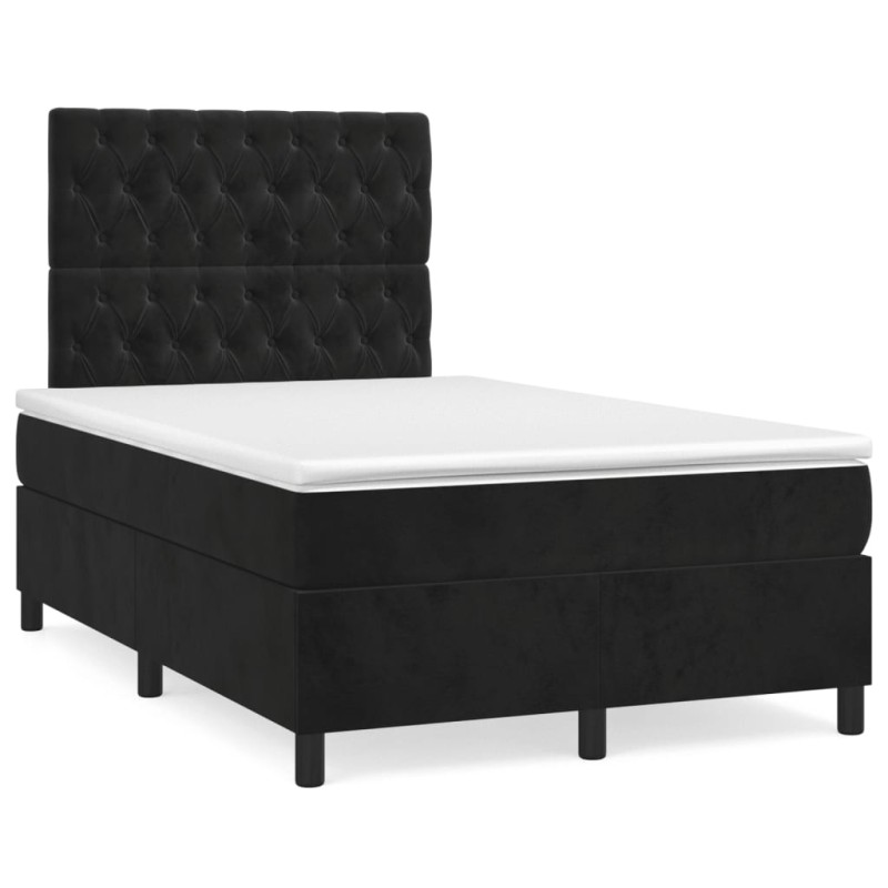 vidaXL Cama box spring con colchón y LED terciopelo negro 120x190 cm vidaXL Cama box spring con colchón y LED terciopelo negro 120x190 cm