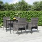 vidaXL Juego de comedor para jardín 5 piezas con cojines gris y negro vidaXL Juego de comedor para jardín 5 piezas con cojines gris y negro