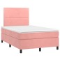 vidaXL Cama box spring con colchón y LED terciopelo rosa 120x190 cm vidaXL Cama box spring con colchón y LED terciopelo rosa 120x190 cm