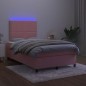 vidaXL Cama box spring con colchón y LED terciopelo rosa 120x190 cm vidaXL Cama box spring con colchón y LED terciopelo rosa 120x190 cm