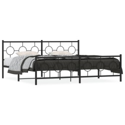 vidaXL Estructura de cama cabecero y estribo metal negro 193x203 cm