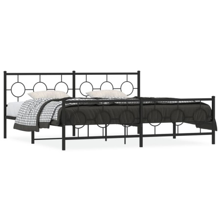 vidaXL Estructura de cama cabecero y estribo metal negro 193x203 cm