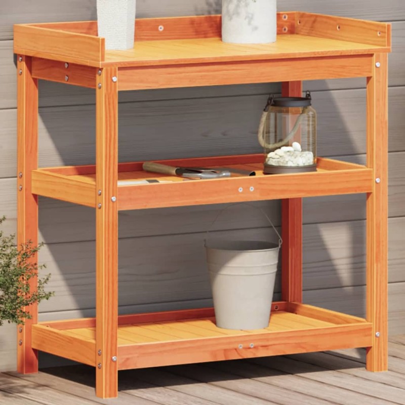 vidaXL Mesa plantación con estantes madera pino marrón 82,5x45x86,5 cm vidaXL Mesa plantación con estantes madera pino marrón 82,5x45x86,5 cm