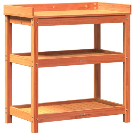 vidaXL Mesa plantación con estantes madera pino marrón 82,5x45x86,5 cm