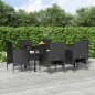 vidaXL Juego de comedor de jardín 7 piezas con cojines negro vidaXL Juego de comedor de jardín 7 piezas con cojines negro