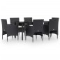 vidaXL Juego de comedor de jardín 7 piezas con cojines negro vidaXL Juego de comedor de jardín 7 piezas con cojines negro