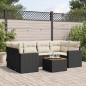 vidaXL Set de comedor de jardín 7 pzas y cojines ratán sintético negro vidaXL Set de comedor de jardín 7 pzas y cojines ratán sintético negro