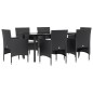 vidaXL Juego de comedor de jardín 7 piezas con cojines negro vidaXL Juego de comedor de jardín 7 piezas con cojines negro