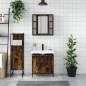 vidaXL Set de muebles baño 3 pzas madera contrachapada roble ahumado vidaXL Set de muebles baño 3 pzas madera contrachapada roble ahumado