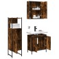 vidaXL Set de muebles baño 3 pzas madera contrachapada roble ahumado vidaXL Set de muebles baño 3 pzas madera contrachapada roble ahumado