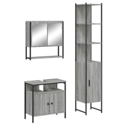 vidaXL Set de muebles de baño 3 pzas madera contrachapada gris sonoma