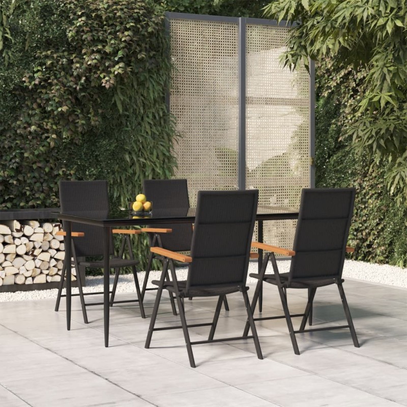 vidaXL Juego comedor de jardín 5 piezas ratán sintético negro y marrón vidaXL Juego comedor de jardín 5 piezas ratán sintético negro y marrón