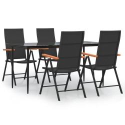 vidaXL Juego comedor de jardín 5 piezas ratán sintético negro y marrón