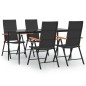 vidaXL Juego comedor de jardín 5 piezas ratán sintético negro y marrón vidaXL Juego comedor de jardín 5 piezas ratán sintético negro y marrón