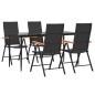 vidaXL Juego comedor de jardín 5 piezas ratán sintético negro y marrón vidaXL Juego comedor de jardín 5 piezas ratán sintético negro y marrón
