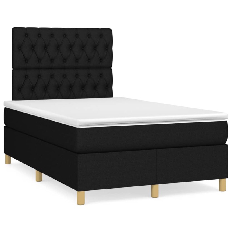 vidaXL Cama box spring con colchón y luces LED tela negro 120x190 cm vidaXL Cama box spring con colchón y luces LED tela negro 120x190 cm