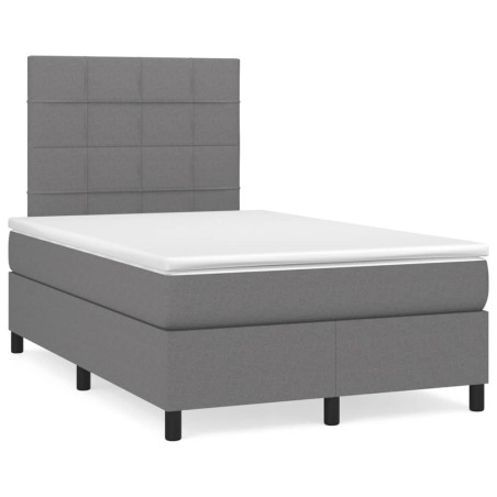 vidaXL Cama box spring con colchón y LED tela marrón oscuro 120x190 cm