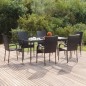 vidaXL Juego de comedor de jardín 7 piezas ratán sintético negro vidaXL Juego de comedor de jardín 7 piezas ratán sintético negro