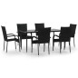 vidaXL Juego de comedor de jardín 7 piezas ratán sintético negro vidaXL Juego de comedor de jardín 7 piezas ratán sintético negro