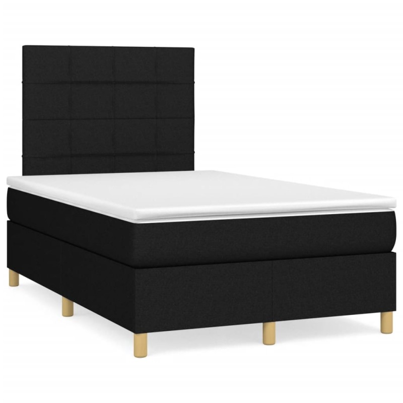 vidaXL Cama box spring con colchón y luces LED tela negro 120x190 cm vidaXL Cama box spring con colchón y luces LED tela negro 120x190 cm