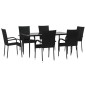 vidaXL Juego de comedor de jardín 7 piezas ratán sintético negro vidaXL Juego de comedor de jardín 7 piezas ratán sintético negro
