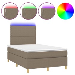 vidaXL Cama box spring con colchón y LED tela gris taupe 120x190 cm