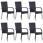 vidaXL Juego de comedor de jardín 7 piezas ratán sintético negro vidaXL Juego de comedor de jardín 7 piezas ratán sintético negro